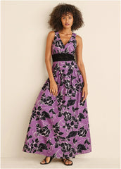 Lace Detail Drop Waist Maxi Daffodil Floral