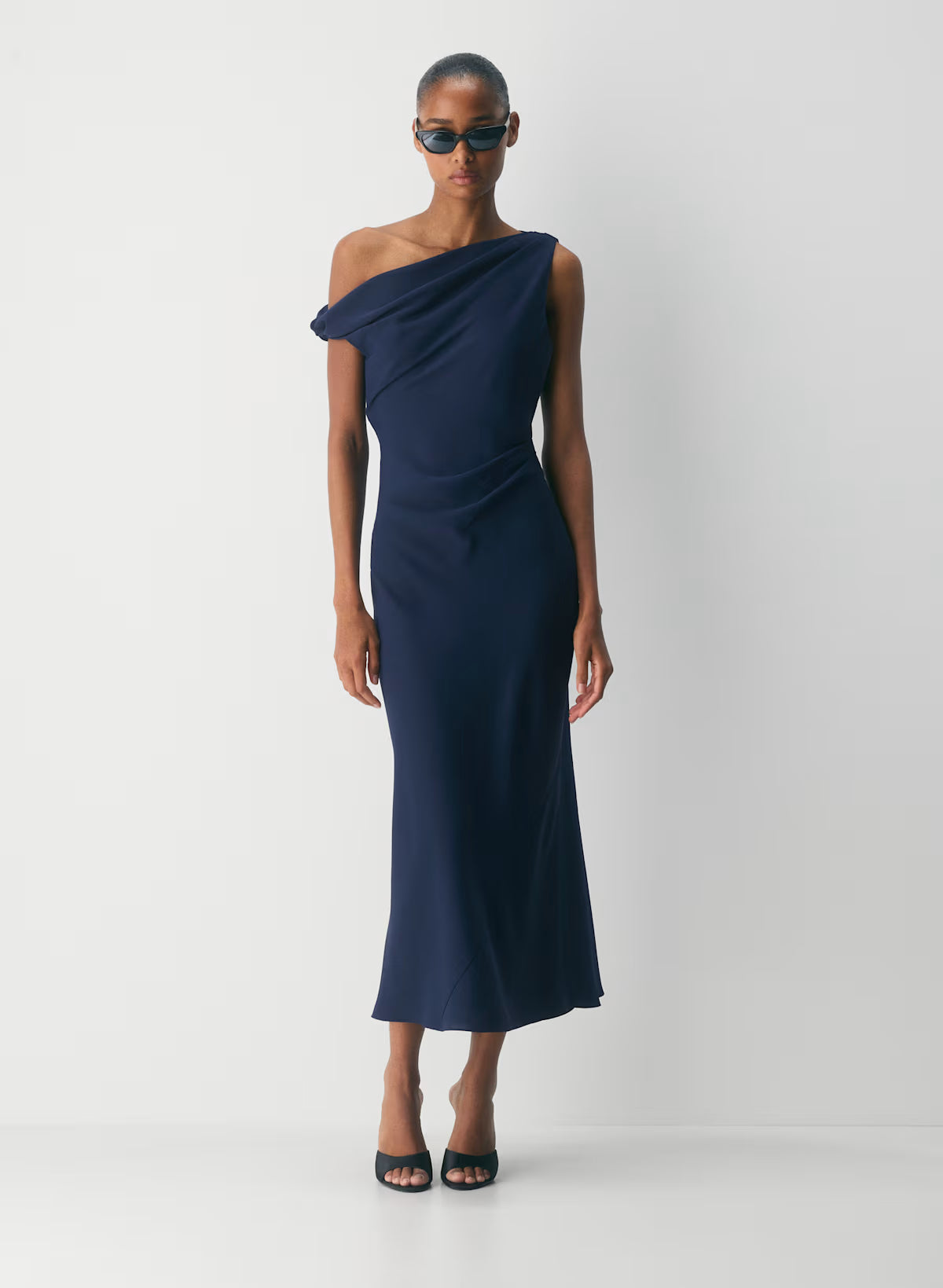 Klea Dress- Matte satin cowlneck maxi dress