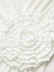 One-Shoulder Ruched Dress With Rosette Detail
