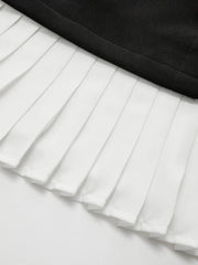 Pleated Hem Panel Asymmetric Metal Detail Mini Dress