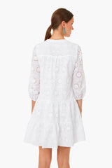 White Eyelet Long Sleeve Tunic Dress