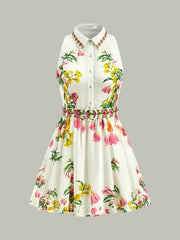 Floral Print Belted Mini Dress