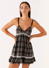 Gretta Mini Dress Brown Check
