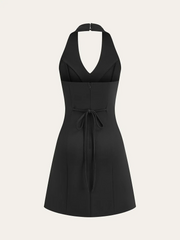 Metal Button Halter Dress