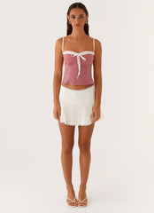 Palmer Ruffle Bustier Top Red Gingham