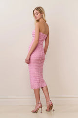 Eclipse Rhinestone Scallop Bandage Dress