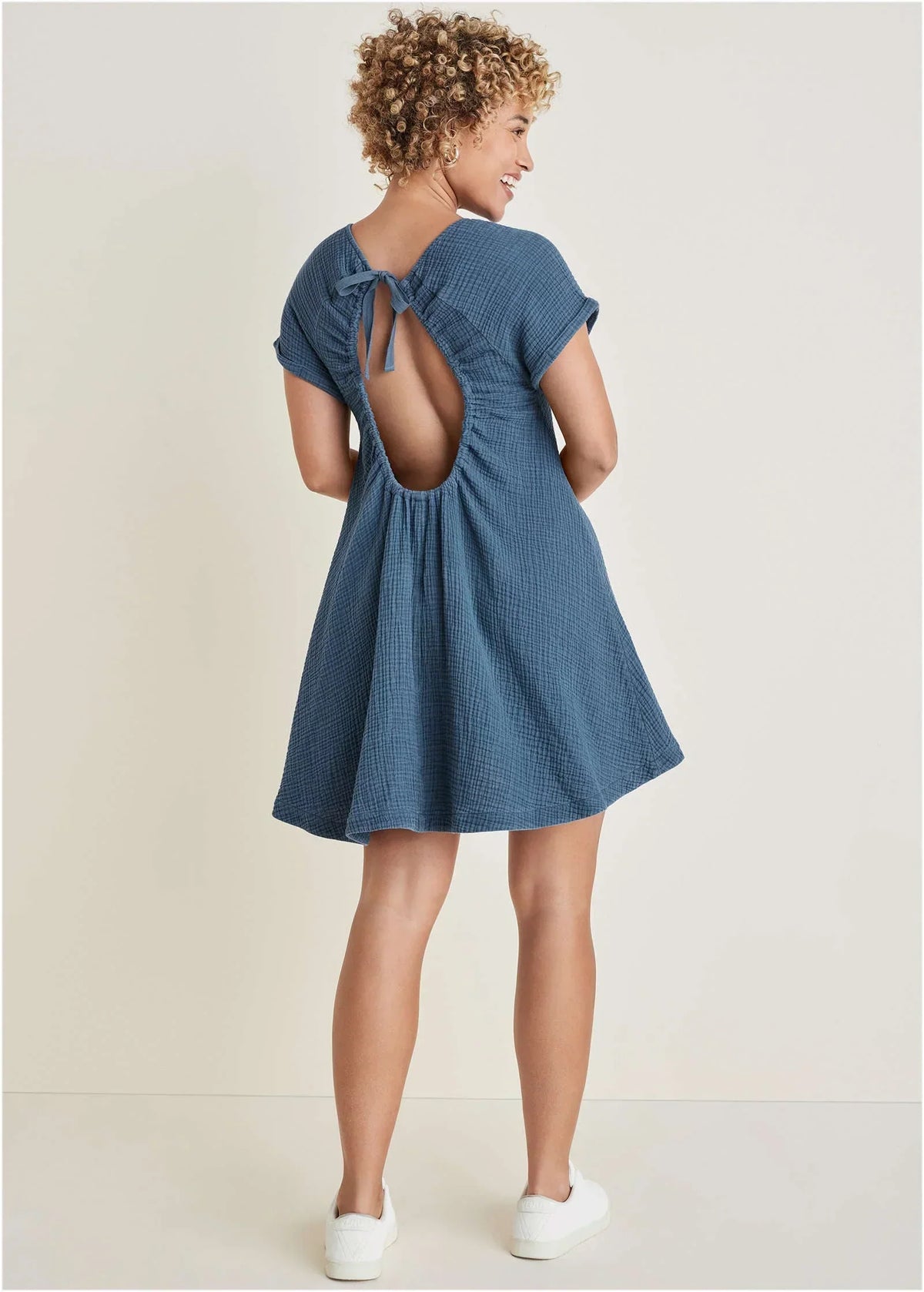 Short Sleeve Gauze Mini Medium Blue