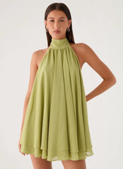 Lyrah Halter Mini Dress Lime