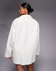 ASOS LUXE Curve sequined oversized blazer dress in white