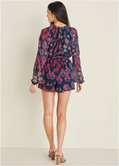 Crinkle Chiffon Romper Modern Folk Floral