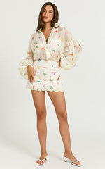 Amalie The Label - Malia Full Sleeve Button Front Blouse in Tropical Oasis Print