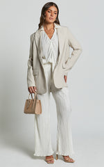 Beca Shirt - Plisse Button Up Shirt in Cream