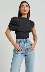 Bianca Top - Off Shoulder Draped Top in Black