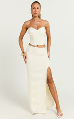 Christina Maxi Skirt - Crochet Maxi Skirt With Front Split in Cream
