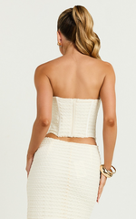 Christina Top - Crochet Bustier Corset Top in Cream