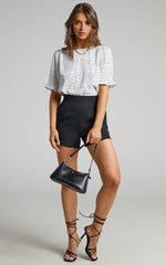 Eleanor Top - Short Sleeve Top in White Spot