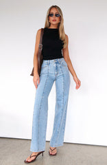 Layla Mid Rise Straight Leg Jeans Light Blue Wash