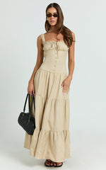 Lioness - Heart Shaped Midi Dress in Deep Wheat