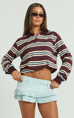 Lioness - Leisure Long Sleeve Polo in Chocolate Multi