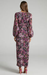 Lorelei Maxi Dress - V Neck Balloon Sleeve Dress in Harvest Floral