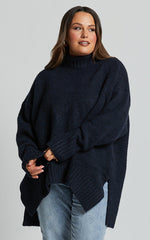 Luella Jumper - Oversized Turtle Neck Jumper in Navy