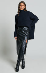 Luella Jumper - Oversized Turtle Neck Jumper in Navy