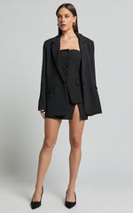 Posie Top - Strapless Button Down Waist Coat in Black