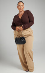 Lorcan Pants - High Waisted Tailored Pants in Camel