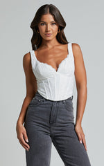 Rowan Top - Corset Lace Top in White