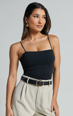 Winona Top - Square Neck Strappy Cami in Black