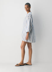 Striped linen mini kaftan dress