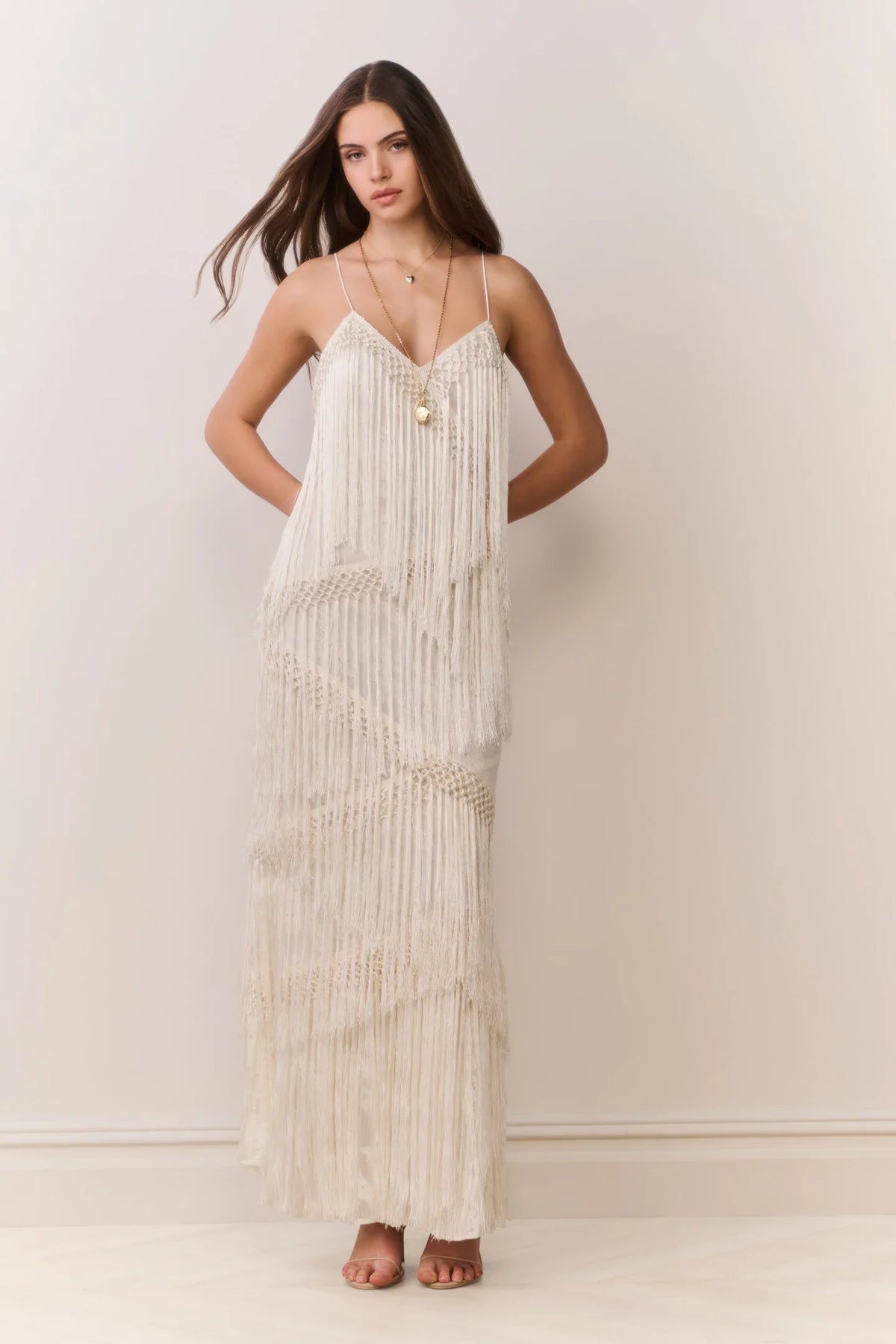 Delphi Fringe Lace Gown