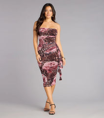 Love Me Wild Leopard Floral Midi Dress