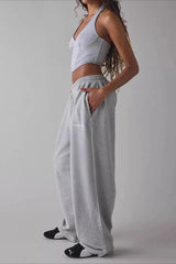 Long Embroidered Relaxed Knit Pants