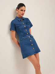 Button Denim Shirt Dress