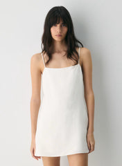 Sixth Dress  -Linen squareneck mini dress
