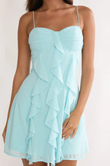 Katalia Ruffle Mini Dress Aqua
