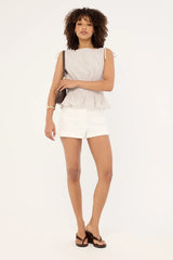 Luck & Trouble Andie Ruched Tie Top Brown