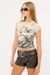 Worship Dreamers Cap Sleeve Tee Stone
