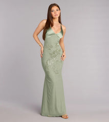 Adrian Beaded Floral Mermaid Dress