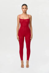 Stretch Lace Tank Stirrup Jumpsuit