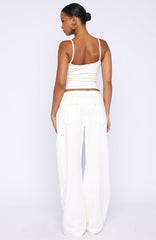 Day At A Time Low Rise Wide Leg Jeans Off White