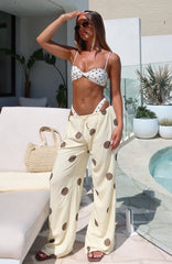 Tropic Muse Pants Cream/Choc Polka Dot