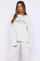 Leave Me Out Of It Waffle Oversized Long Sleeve Tee Grey Marle